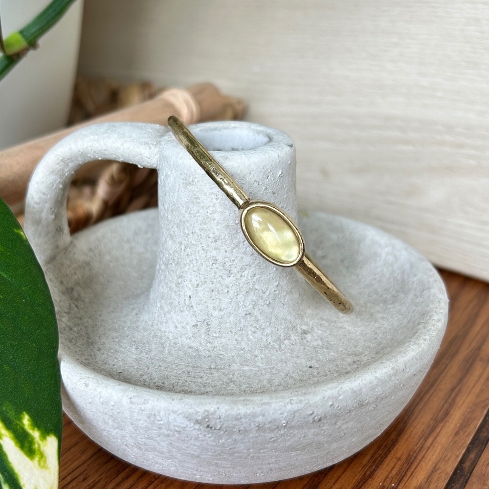 Lucky Brand Gold Tone Oval Stone Bangle Bracelet‎ Women's Accessory Bohemian